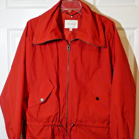 Lucky Brand Jacket Red Nylon Wind Rain Warm Long Sleeve size L - Picture 2 of 10